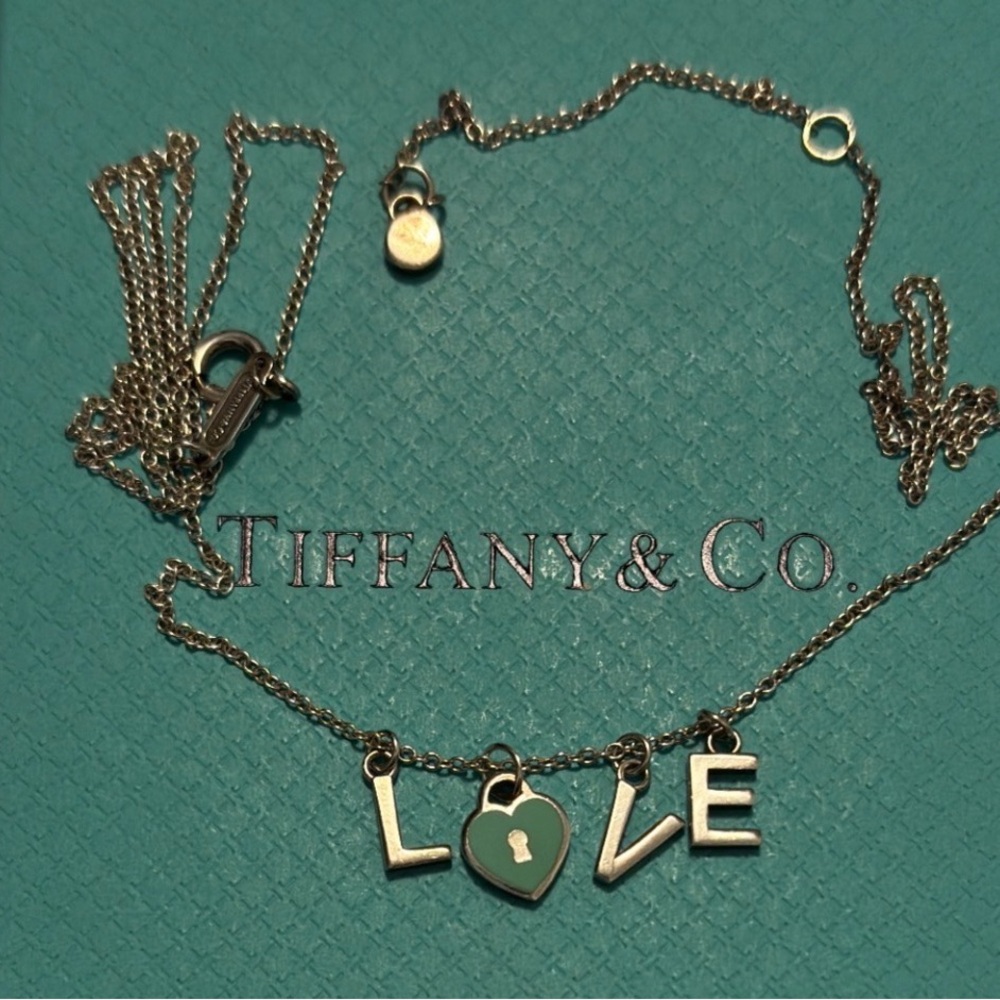 Tiffany & Co. Silver and Teal Love Necklace - Picture 3 of 6